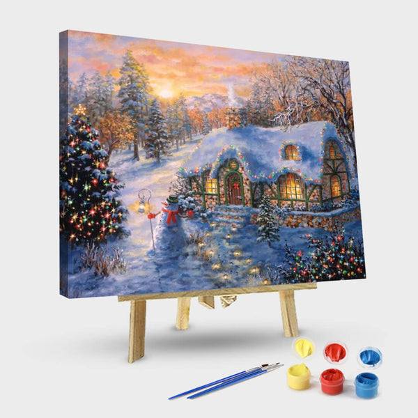 paintingnumberart 16"x20"/40x50cm / Without frame Christmas CottageI-Paint by Numbers Kit