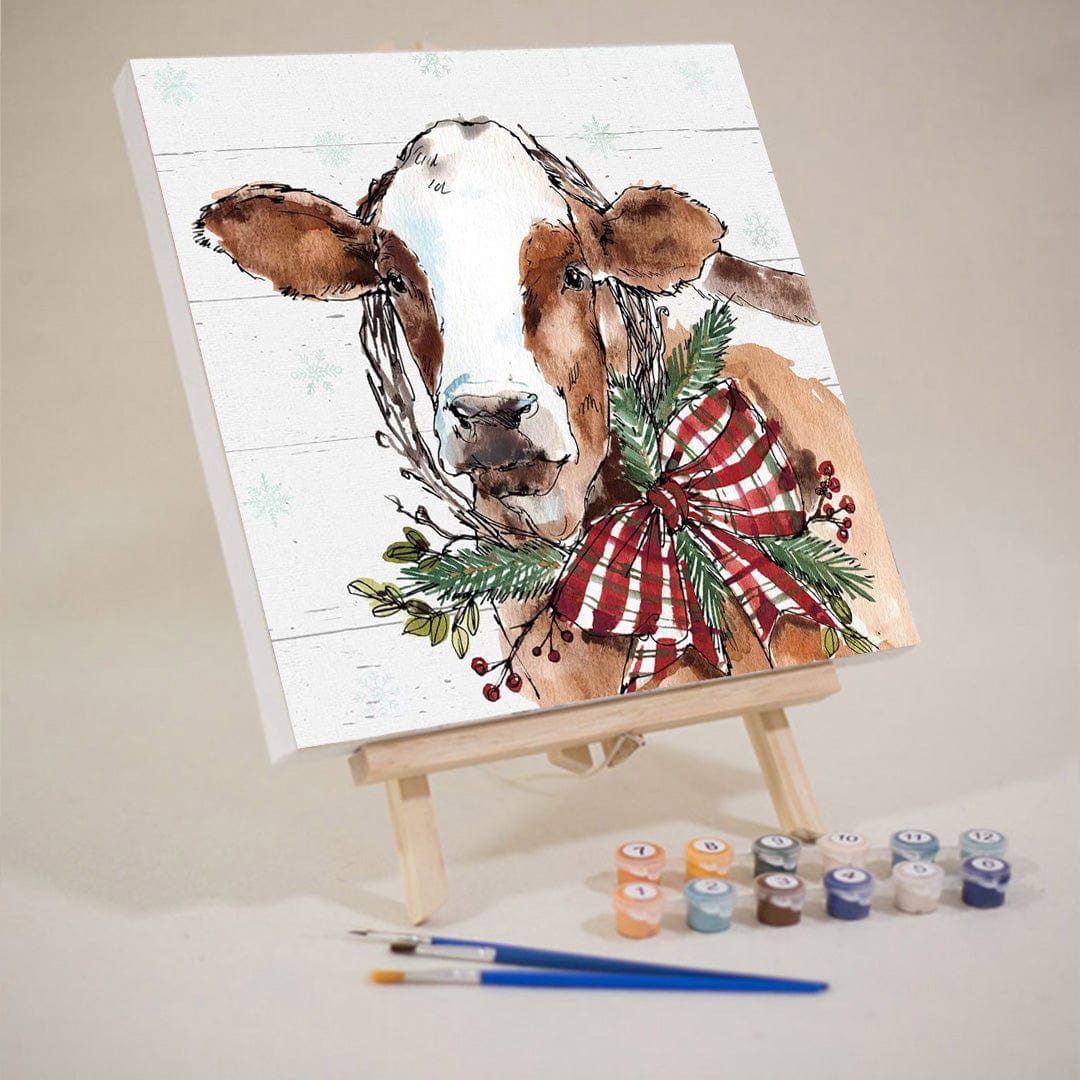 paintingnumberart 16"x20"/40x50cm / Without frame Christmas Cow-Mini DIY Paint by Numbers Kit