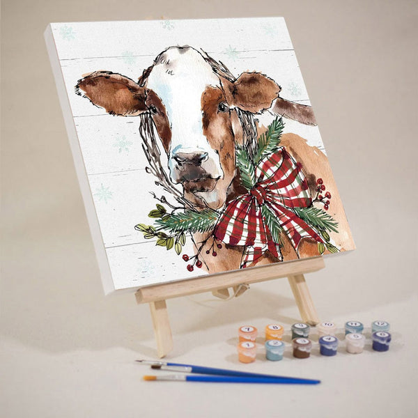 paintingnumberart 16"x20"/40x50cm / Without frame Christmas Cow-Mini DIY Paint by Numbers Kit