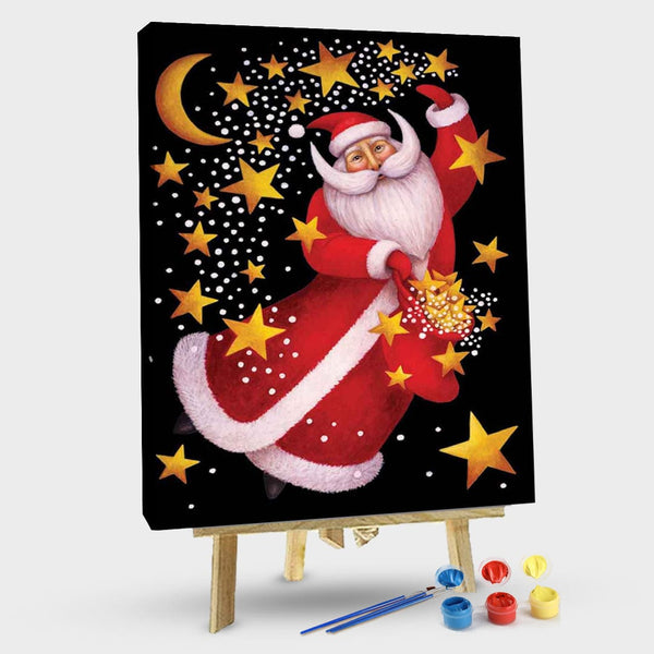 paintingnumberart 16"x20"/40x50cm / Without frame Christmas Holiday Dancing Gold Star -Paint by Numbers Kit