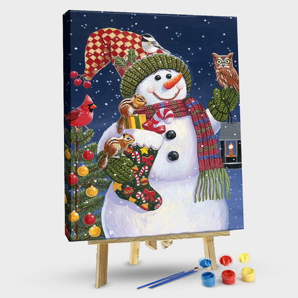 paintingnumberart 16"x20"/40x50cm / Without frame Christmas Snowman-Paint by Numbers Kit