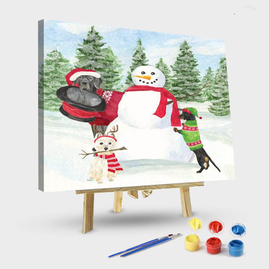 paintingnumberart 16"x20"/40x50cm / Without frame Christmas Snowman Ⅱ-Paint by Numbers Kit