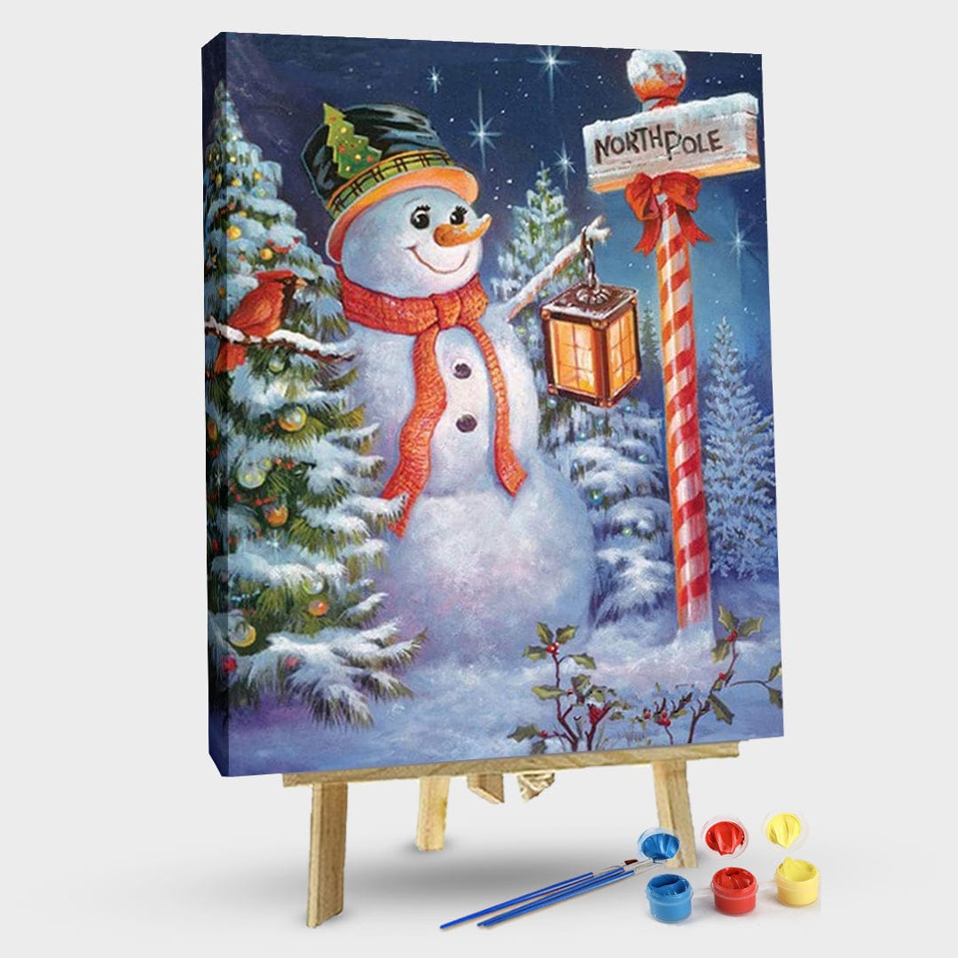 paintingnumberart 16"x20"/40x50cm / Without frame Christmas Snowman VI-Paint by Numbers Kit