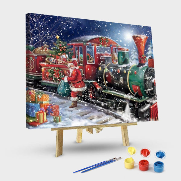 paintingnumberart 16"x20"/40x50cm / Without frame Christmas train -Paint by Numbers Kit