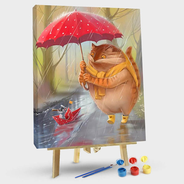 paintingnumberart 16"x20"/40x50cm / Without frame Chubby orange umbrella-Paint by Numbers Kit