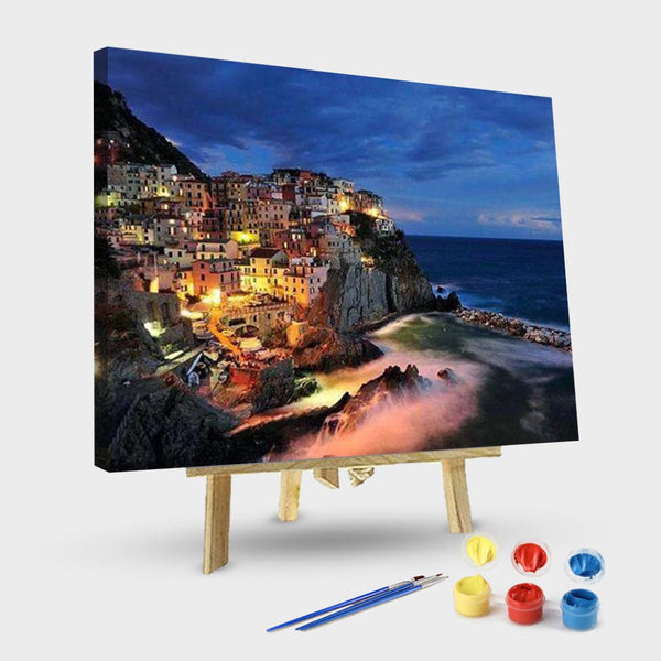 paintingnumberart 16"x20"/40x50cm / Without frame City By The Sea – DIY Paint By Number