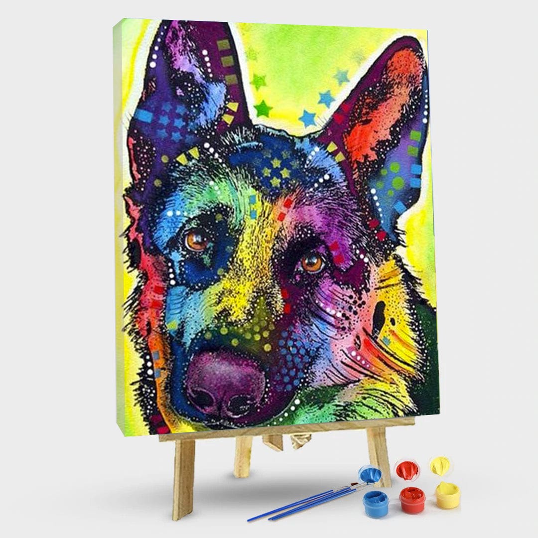 paintingnumberart 16"x20"/40x50cm / Without frame Colorful German Shepherd Dog – Animals Paint By Number