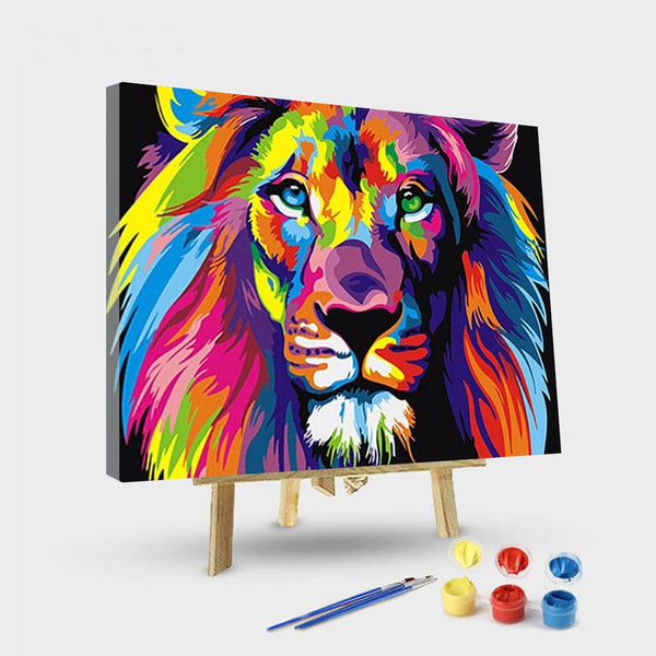 paintingnumberart 16"x20"/40x50cm / Without frame Colorful Lions Animals – DIY Paint By Number
