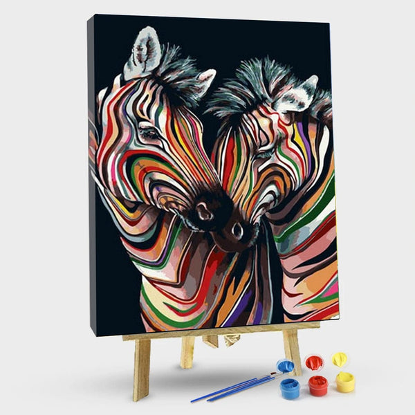 paintingnumberart 16"x20"/40x50cm / Without frame Colorful Zebra Couple – Animals Paint By Number