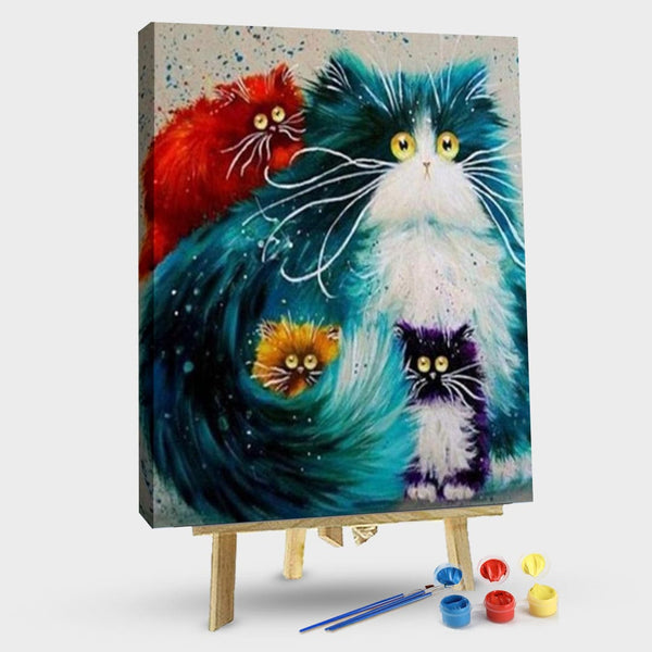 paintingnumberart 16"x20"/40x50cm / Without frame Colourful Cats – Animals Paint By Number
