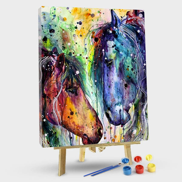 paintingnumberart 16"x20"/40x50cm / Without frame Colourful Horses Portrait – Animals Paint By Number