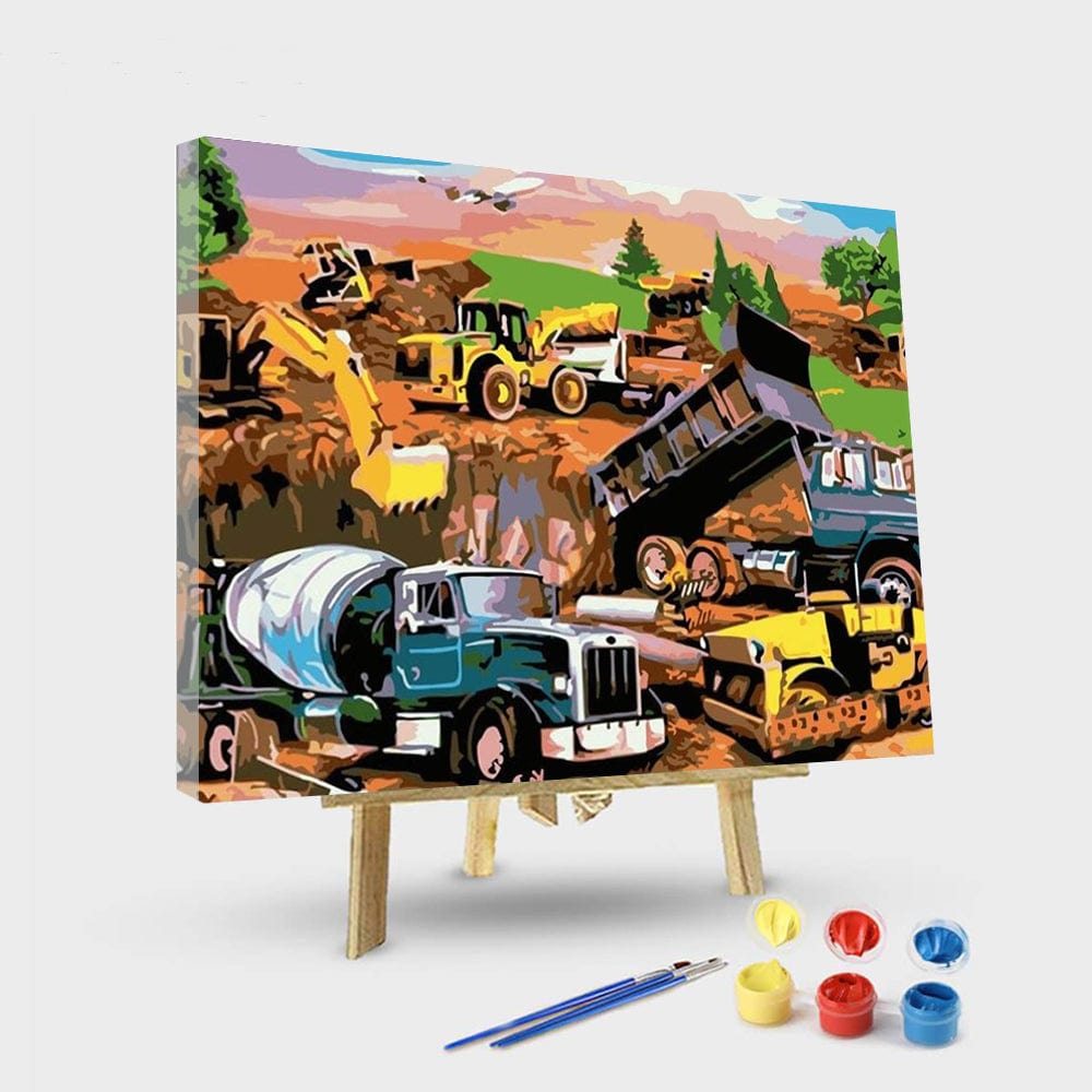 paintingnumberart 16"x20"/40x50cm / Without frame Construction Site Excavator – Engines Paint By Number