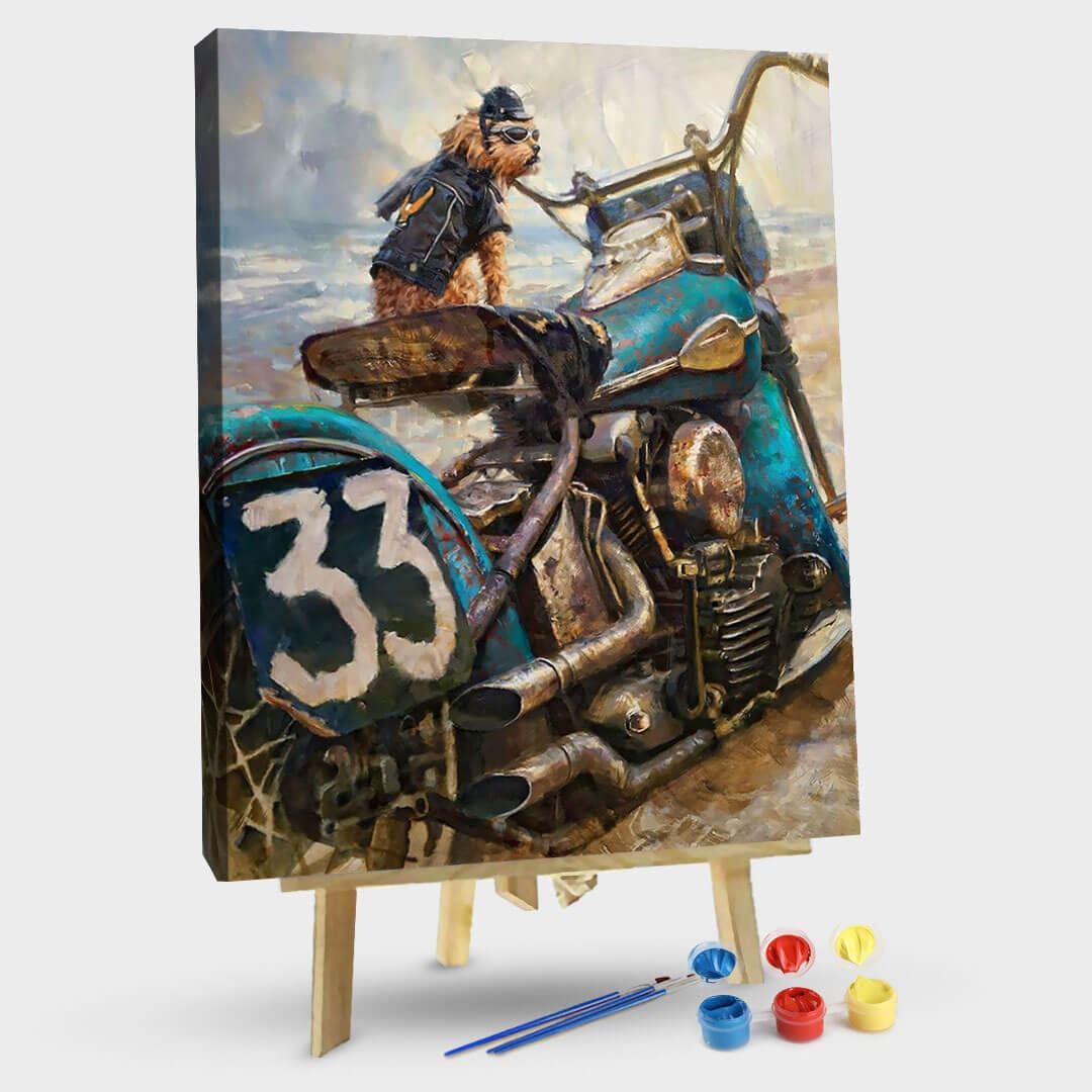 paintingnumberart 16"x20"/40x50cm / Without frame Cool motorcycle#4-Paint by Numbers Kit