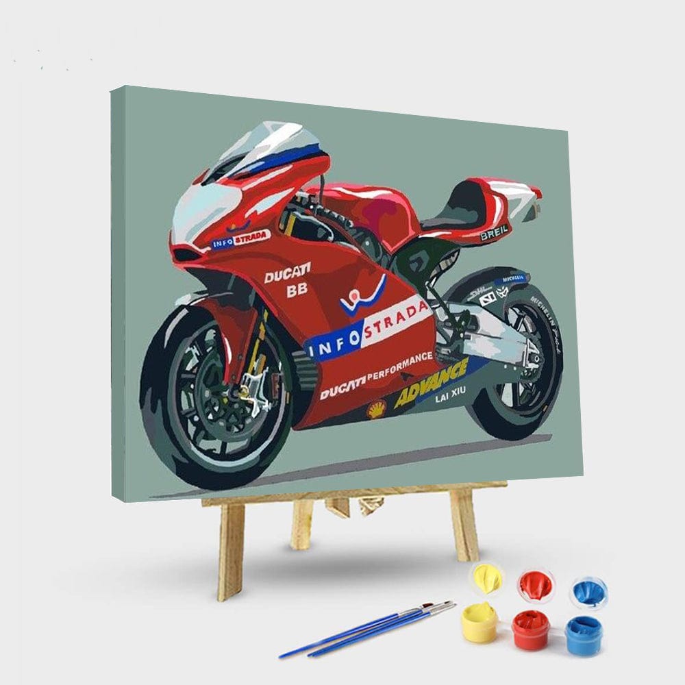 paintingnumberart 16"x20"/40x50cm / Without frame Cool Red Moto – Engines Paint By Number