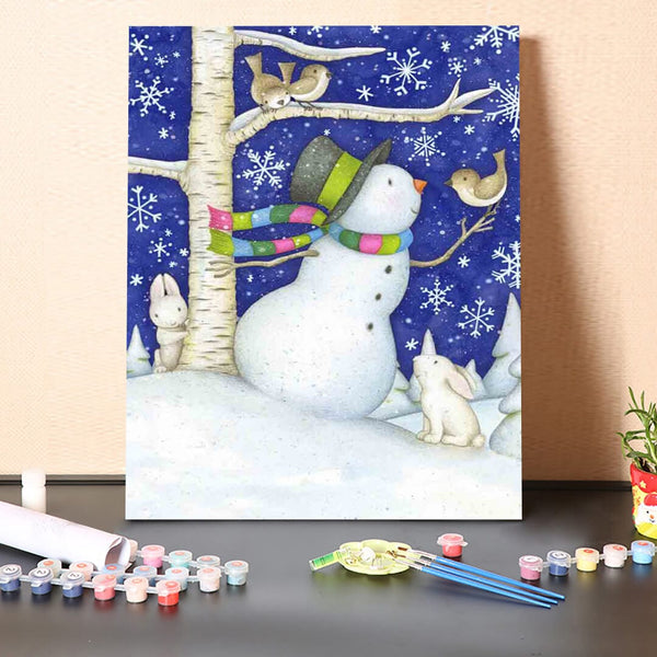 paintingnumberart 16"x20"/40x50cm / Without frame Critter Snowman-Paint by Numbers Kit