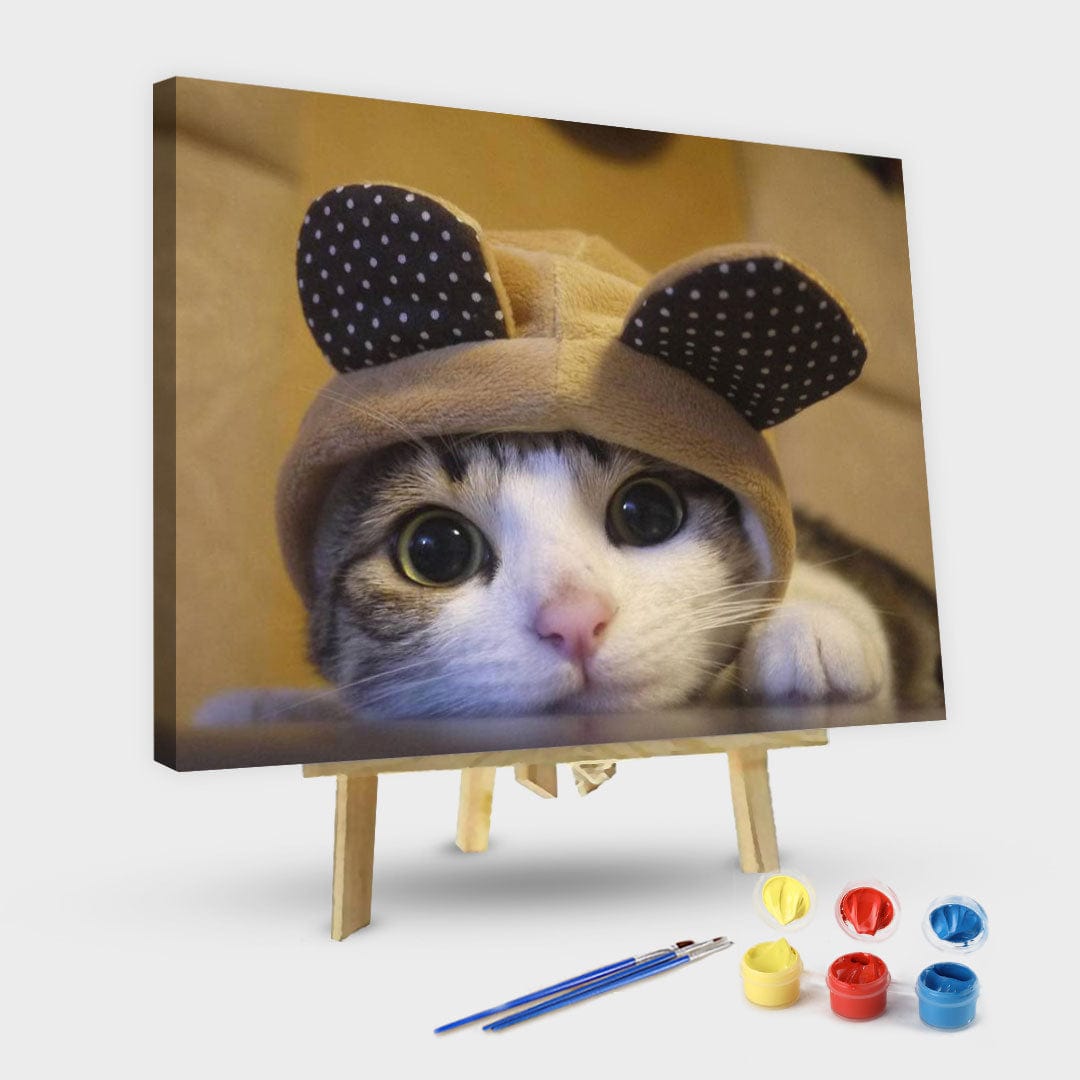 paintingnumberart 16"x20"/40x50cm / Without frame Cute Cat In A Hat-Paint by Numbers Kit