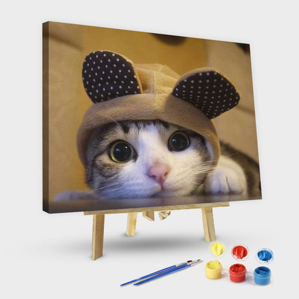 paintingnumberart 16"x20"/40x50cm / Without frame Cute Cat In A Hat-Paint by Numbers Kit