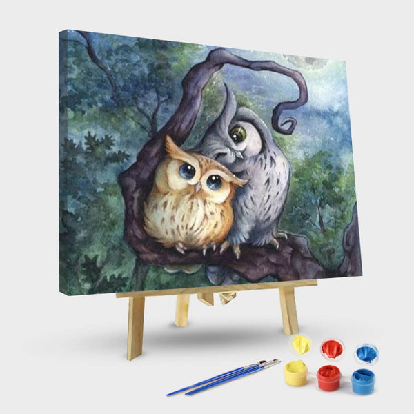 paintingnumberart 16"x20"/40x50cm / Without frame Cute owls2-Paint by Numbers Kit