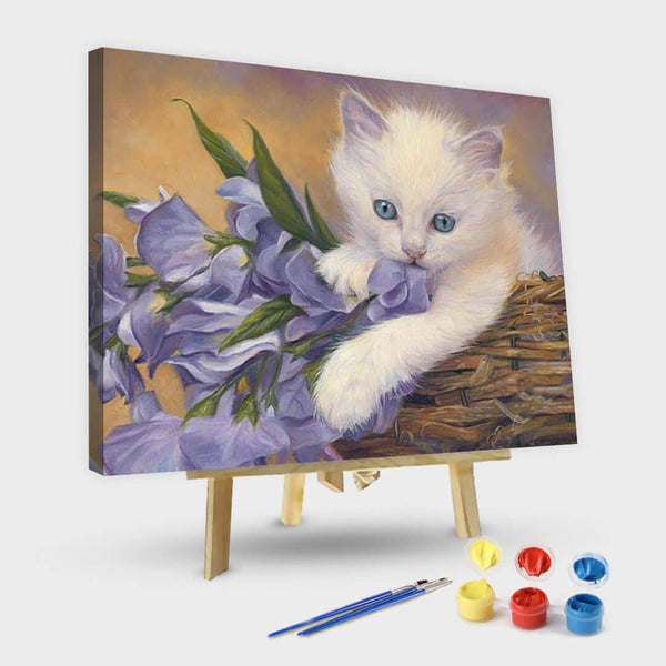 paintingnumberart 16"x20"/40x50cm / Without frame Cute white cat-Paint by Numbers Kit