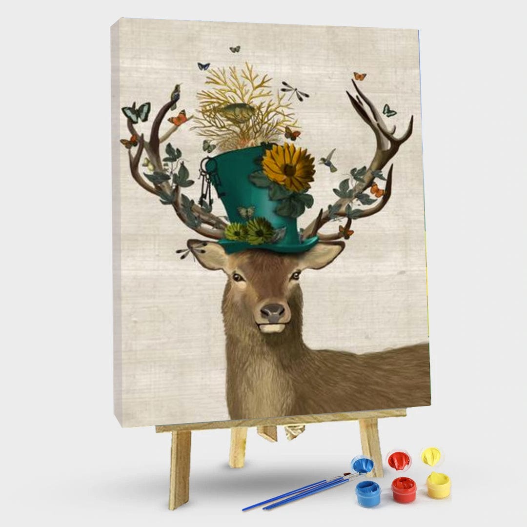 paintingnumberart 16"x20"/40x50cm / Without frame Deer with flowers– Paint By Number