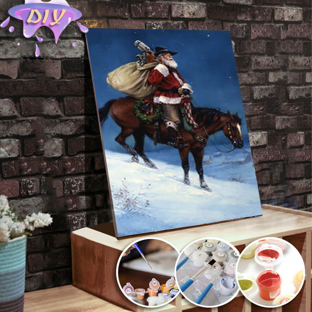 paintingnumberart 16"x20"/40x50cm / Without frame Displacement-A Cowboy Christmas