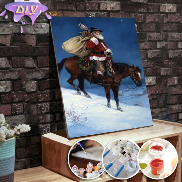 paintingnumberart 16"x20"/40x50cm / Without frame Displacement-A Cowboy Christmas