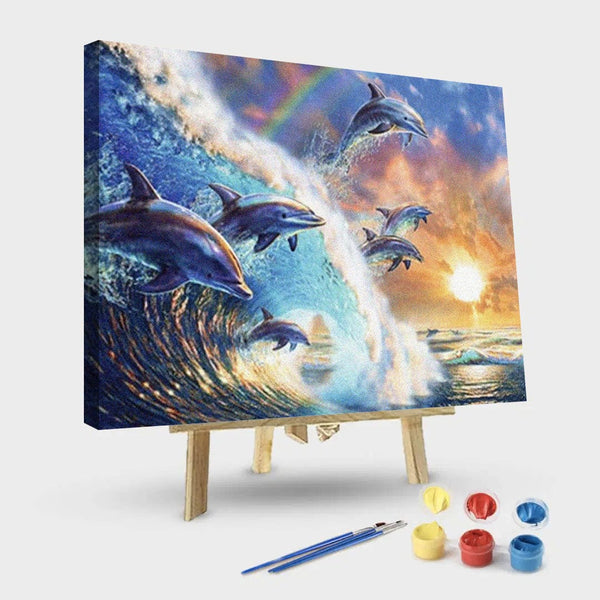 paintingnumberart 16"x20"/40x50cm / Without frame Dolphin Fantasy Paint By Number Kit