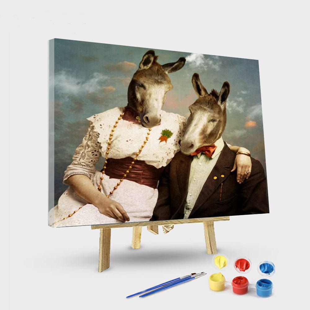 paintingnumberart 16"x20"/40x50cm / Without frame Donkey couple– Paint By Number