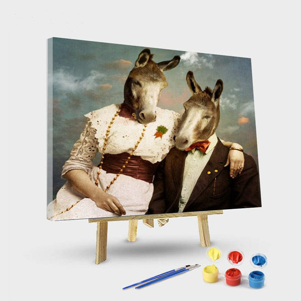 paintingnumberart 16"x20"/40x50cm / Without frame Donkey couple– Paint By Number