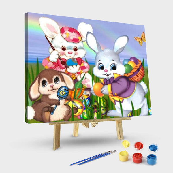 paintingnumberart 16"x20"/40x50cm / Without frame Easter-Bunny and Eggs – Paint By Numbers Kit