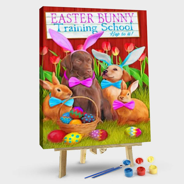 paintingnumberart 16"x20"/40x50cm / Without frame Easter Bunny Training School – Paint By Numbers Kit