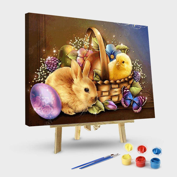 paintingnumberart 16"x20"/40x50cm / Without frame Easter Chick Rabbit – Paint By Numbers Kit