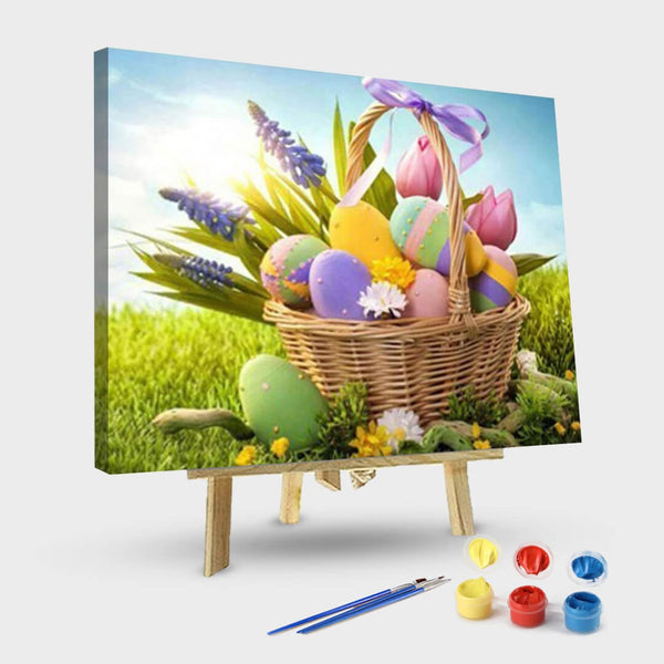 paintingnumberart 16"x20"/40x50cm / Without frame Eggs Basket on Grass – Paint By Numbers Kit