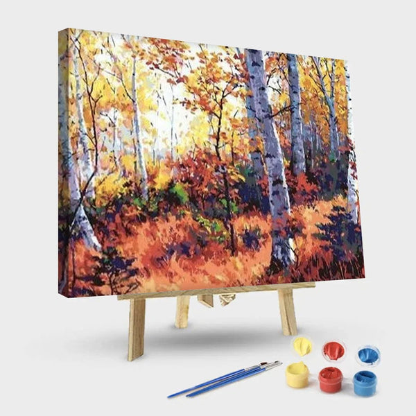 paintingnumberart 16"x20"/40x50cm / Without frame Fall Forest Landscape – Paint by Number Kit