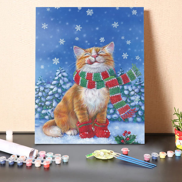 paintingnumberart 16"x20"/40x50cm / Without frame Fall Kitten-Paint by Numbers Kit
