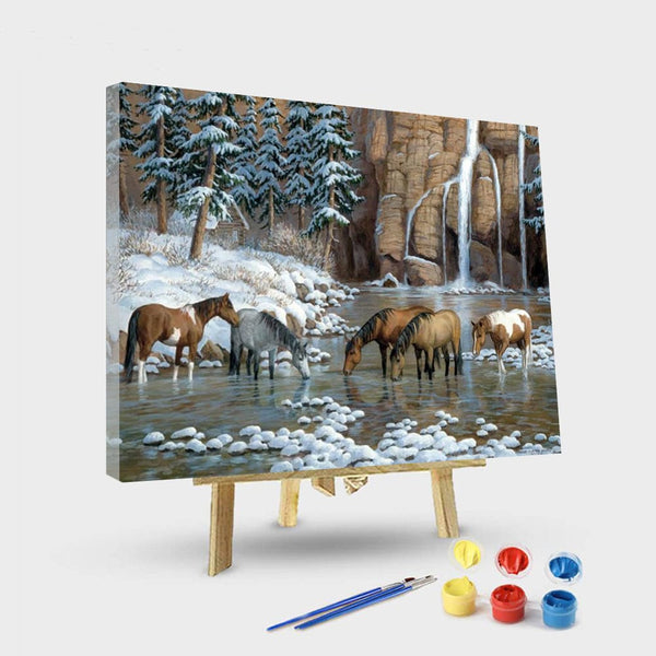 paintingnumberart 16"x20"/40x50cm / Without frame Flock of Horses – Animals Paint By Number