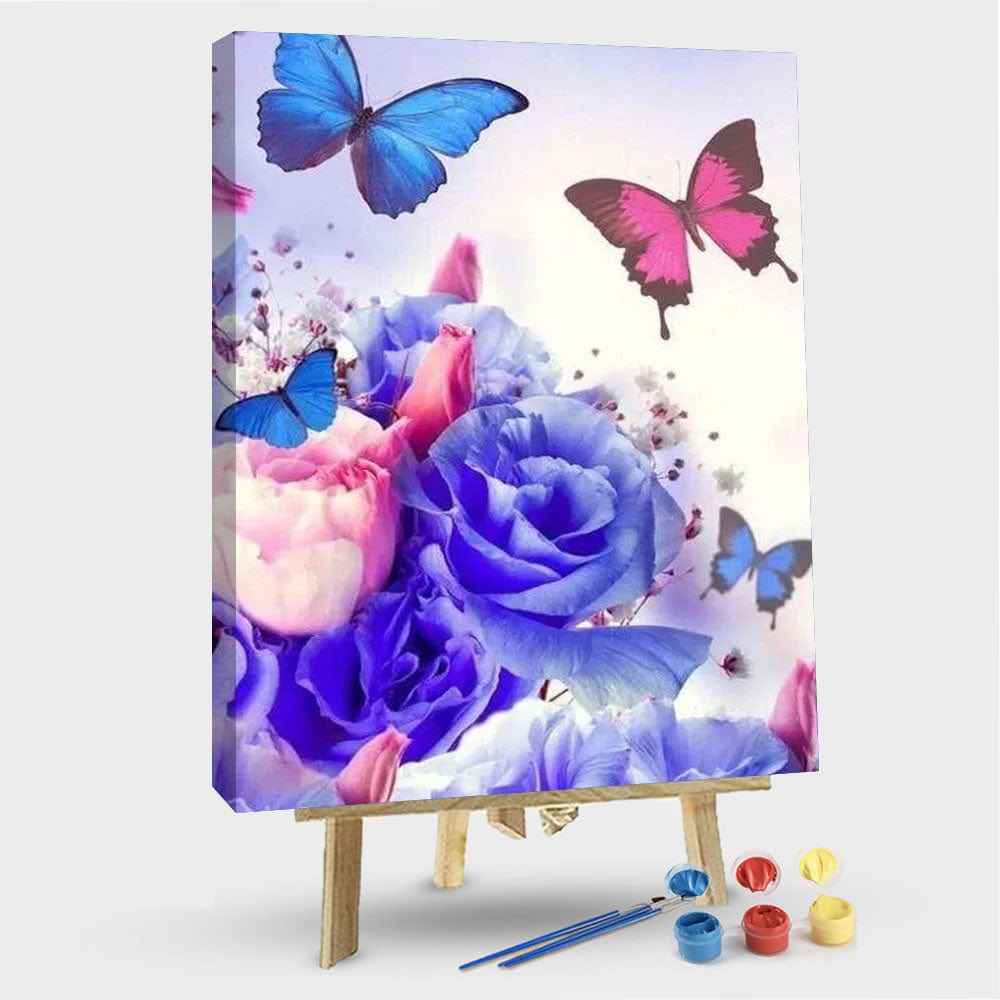 paintingnumberart 16"x20"/40x50cm / Without frame Flower and Butterfly Dream – Flowers Paint By Number