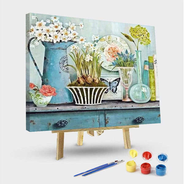 paintingnumberart 16"x20"/40x50cm / Without frame Flowers Above the Closet – Flowers Paint By Number