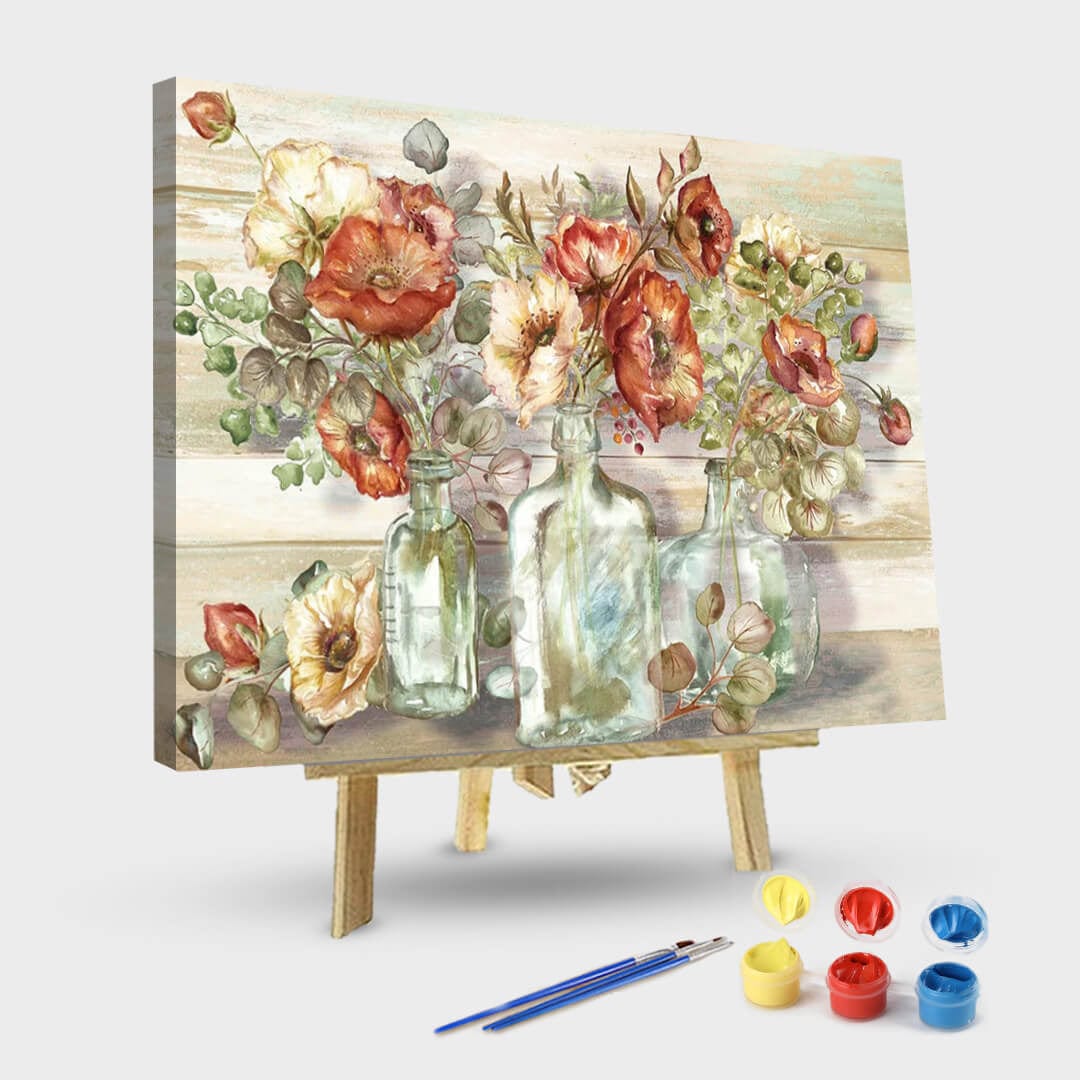 paintingnumberart 16"x20"/40x50cm / Without frame Flowers and Eucalyptus In Bottles-Paint by Numbers Kit