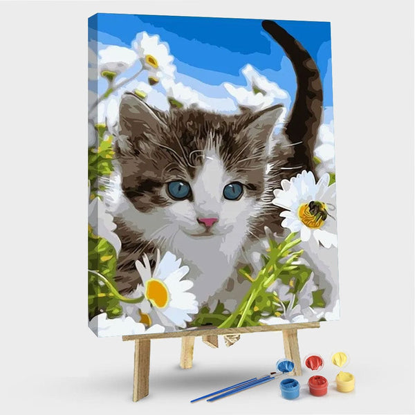 paintingnumberart 16"x20"/40x50cm / Without frame Flowers cat – Animals Paint By Number
