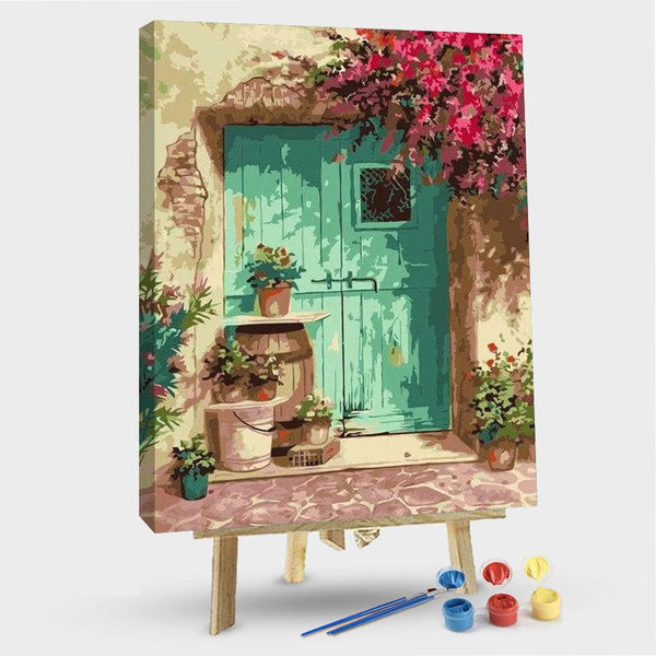paintingnumberart 16"x20"/40x50cm / Without frame Flowers Decorate Door of The House – Flowers Paint By Number