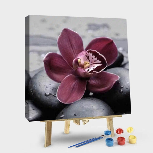 paintingnumberart 16"x20"/40x50cm / Without frame Flowers on The Stone – Flowers Paint By Number