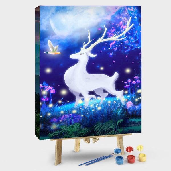 paintingnumberart 16"x20"/40x50cm / Without frame Forest Light White Deer– Animals Paint By Number