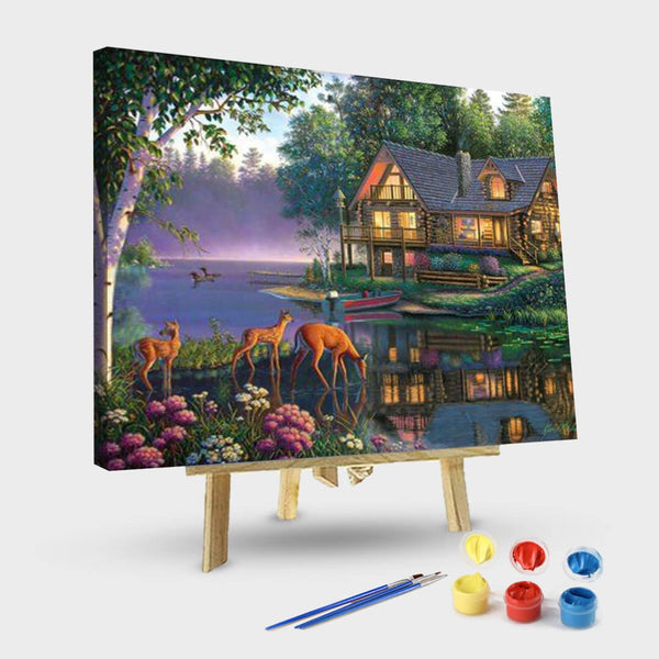 paintingnumberart 16"x20"/40x50cm / Without frame Forest Lodge-Paint by Numbers Kit