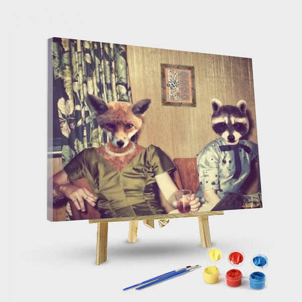 paintingnumberart 16"x20"/40x50cm / Without frame Fox and panda brothers – Paint By Number