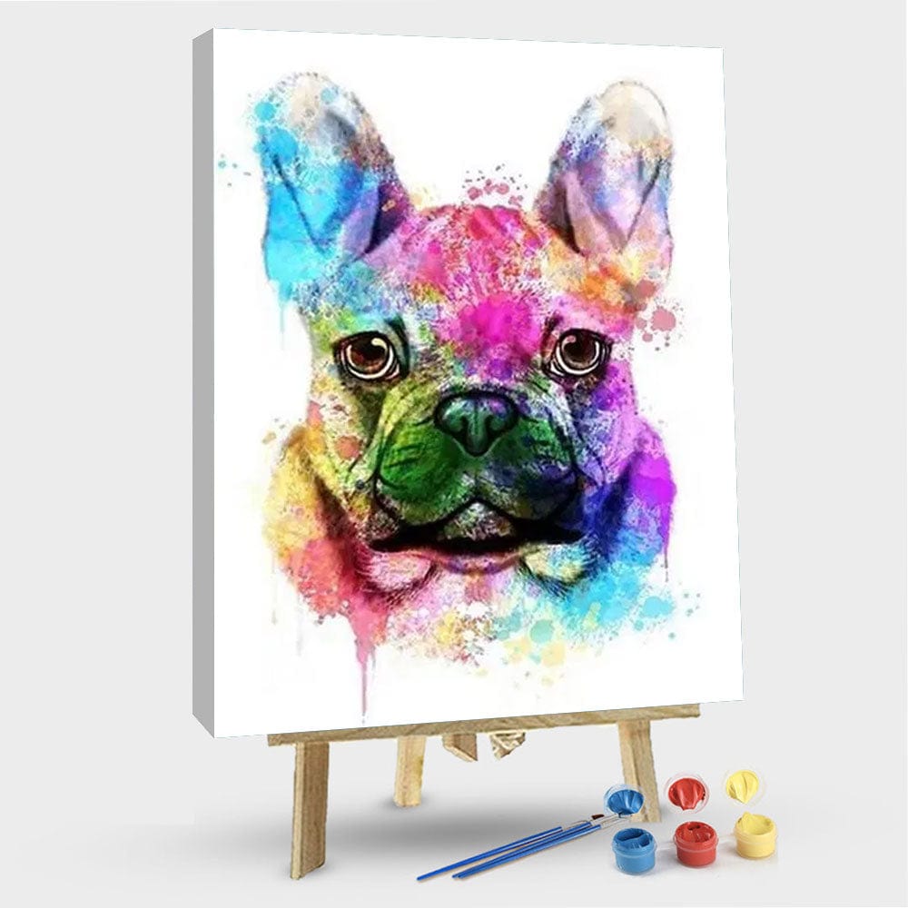 paintingnumberart 16"x20"/40x50cm / Without frame French Bulldog Colorful – Animals Paint By Number