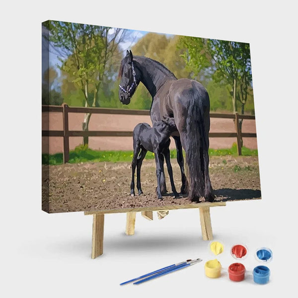 paintingnumberart 16"x20"/40x50cm / Without frame Friesian Horses – NEW Paint By Numbers