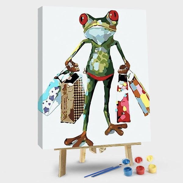 paintingnumberart 16"x20"/40x50cm / Without frame Frog shopping – Animals Paint By Number