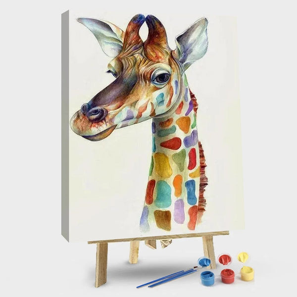 paintingnumberart 16"x20"/40x50cm / Without frame Funny Colourful Giraffe – Animals Paint By Number