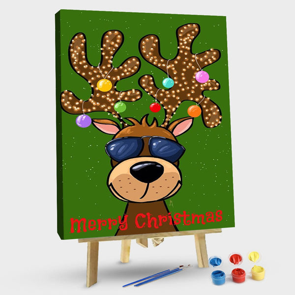 paintingnumberart 16"x20"/40x50cm / Without frame Funny reindeer-Paint by Numbers Kit